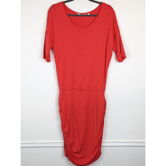 Athleta Solstice Dress Ruched Wool Athletic Activewear Fire Red Outdoor Size M - Picture 2 of 14